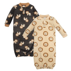 Hudson Baby Infant Boys Fleece Gowns, Brave Lion - 1 of 4