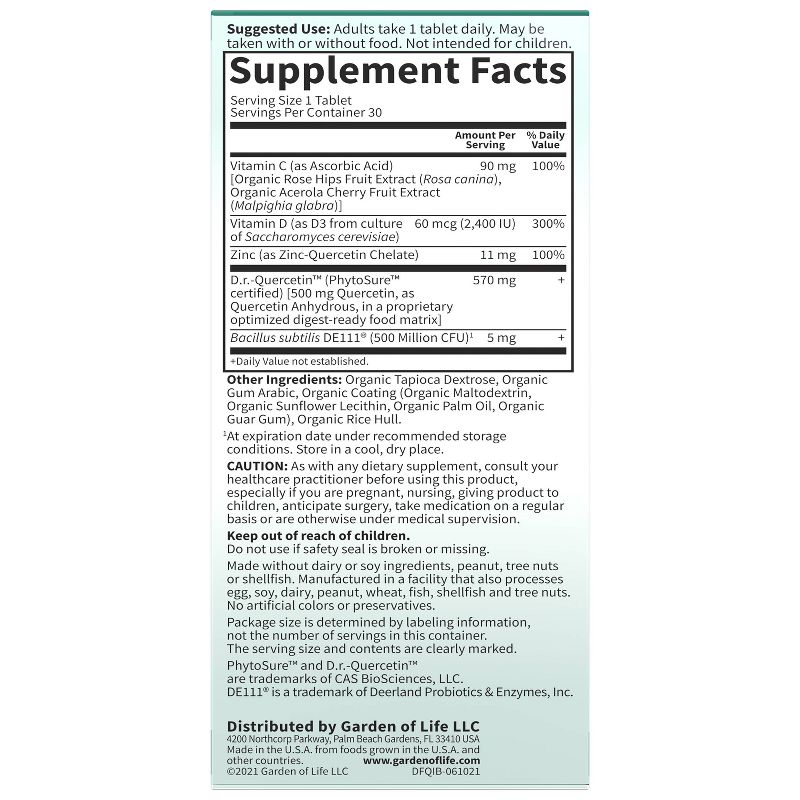 Garden of Life Dr. Formulated Quercetin Immune Tablets - 30ct, 5 of 6