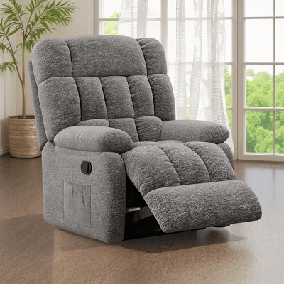 MAYEERTY Ergonomic Recliner Chair with 110-160¡ãAdjustable Recline for Living Room, Footrest, Side Pocket, Gray