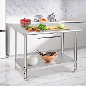 Stainless Steel Work Table, NSF Commercial Grade, Adjustable Shelf, Silver - 1 of 4