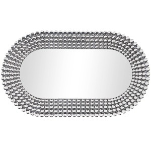 48"x28" Glass Oval Wall Mirror with Layered Crystal Frame Silver - Olivia & May: Modern Style, No Assembly, Wall Mount - 1 of 4