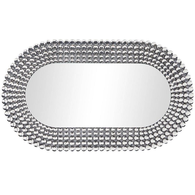48&#34;x28&#34; Glass Oval Wall Mirror with Layered Crystal Frame Silver - Olivia &#38; May, 1 of 7