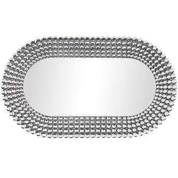 48"x28" Glass Oval Wall Mirror with Layered Crystal Frame Silver - Olivia & May