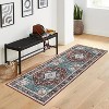 Washable Vintage Floral Area Rug, Traditional Low Pile Carpet, Stain Resistant Non Slip Rug for Living Room, Bedroom, Dining Room, and Office - 2 of 4