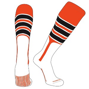PEAR SOX OTC Baseball Softball Stirrup Socks (C, 9in) Orange, White, Black - 1 of 3