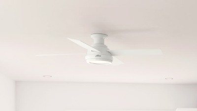 Dempsey 52" Fresh White Low Profile Ceiling Fan with Remote & Lighting