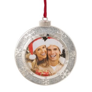 Northlight European Crystals Snowflake Photo Frame Christmas Ornament - 3.25" - Silver Finish - 1 of 4