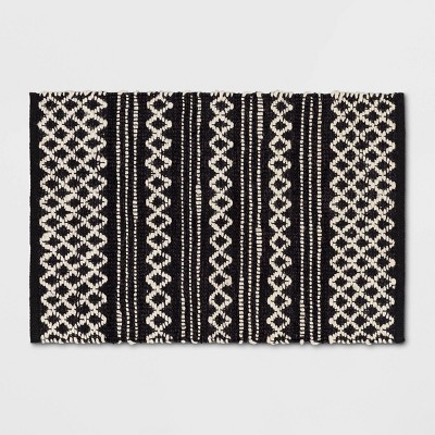 2&#39;x3&#39; Handloom Mixed Fibre Rug Black/White - Threshold&#8482;