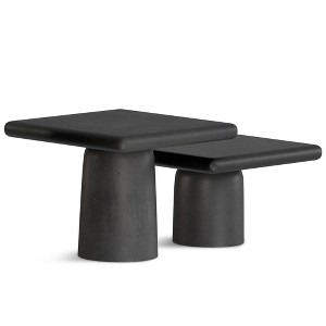 Cast Aluminum 2-Piece Coffee Table Set with Square Tabletops, Graphite and Nickel Finish, Ideal for Living Room or Family Room - 1 of 4