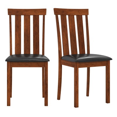 Tangkula Dining Chairs Set of 2 Dining Room Chairs w/ PU Leather Upholstered Seat