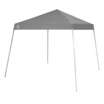 Crown Shades 10' x 10' Base 8' x 8' Top Telescoping Slant Leg Outdoor Instant Pop-Up Portable Waterproof Shade Folding Canopy with Carry Bag, Gray