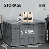 Syemin Deck Boxes 90L Storage Bins with Lids, Totes for Storage Stackable Collapsible Storage Bin Waterproof Storage Box, Gray, 24.02"*16.73"*13.78" - 2 of 4
