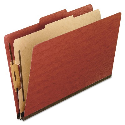 Pendaflex Four-Section Pressboard Folders Letter 2/5 Tab Red 10/Box 1157R