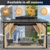 10'x12' Hardtop Gazebo, Aluminum Frame and Double Roof Canopy with Curtains and Netting, Khaki - 2 of 4