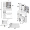 29.2 inch drawer table dresser + padded stool, touch control, brightness adjustment LED mirror - 3 of 4