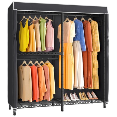 VIPEK V6C Heavy Duty Covered Clothes Rack Portable Wardrobe Closet, Black  Clothing Rack with Black Oxford Fabric Cover, Max Load 780 LBS