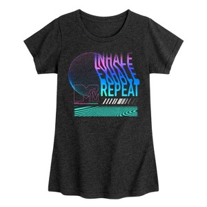 Girls' - MTV - Inhale Exhale Fitted Short Sleeve Graphic T-Shirt - 1 of 4