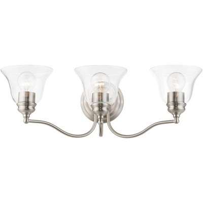Moreland Brushed Nickel 3-Light Vanity Sconce with Handblown Glass