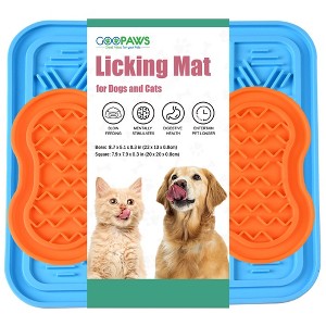 GOOPAWS: Licking Mat 2-Pack - Orange & Blue, Slow Feeder Pads for Dogs & Cats - 1 of 4
