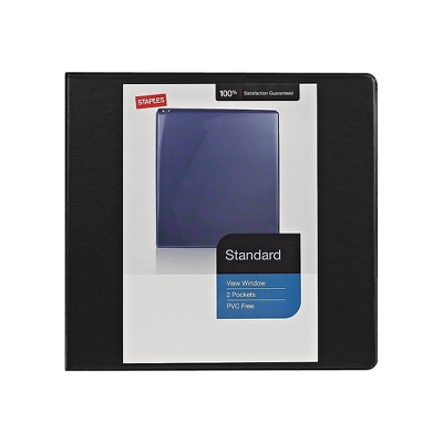 4" Staples Standard View Binder with D-Rings Black 976181