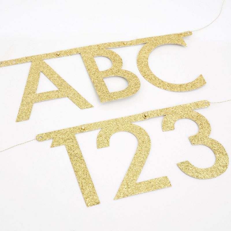 Meri Meri Gold Glitter Letter Garland Kit (12' with excess cord - Pack of 1), 2 of 7