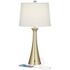 360 Lighting Karl 27 1/2" Tall Modern Table Lamps Set of 2 Full Range Dimmer USB Port Gold Metal Living Room Charging Bedroom Bedside White Shade - 3 of 4