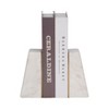 Sagebrook Home Set of 2 Marble Bookends - Contemporary White and Gold Slanted Decorative Bookends - Book Display Home Office - 2 of 4