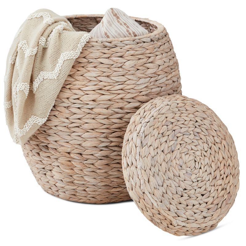 Best Choice Products Vintage Multipurpose Hyacinth Storage Organizer Tote Basket w/ Lid, 1 of 11