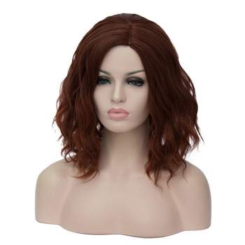 Unique Bargains Curly Wig Human Hair Wigs for Women 16" with Wig Cap