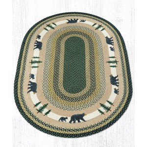 Earth Rugs Oval Patch Tread Rug – 4'x6', Bear Timbers Design, Braided Jute Lodge Accent, Rustic Cabin Style - 1 of 3