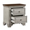 Vynxaria Traditional 2-Tone Bedroom Nightstand (Gray & Brown Top), 2 Dovetail Drawers, Oak Veneer/Wood/Engineered Wood, Antique Pewter Knobs - 2 of 4