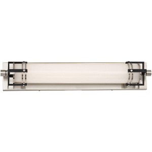 Minka Lavery Modern Wall Light Brushed Nickel Hardwired 24 1/4" Fixture LED Light Bar Opal White Glass Black Accents for Bathroom - 1 of 3