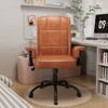 VECELO Ergonomic Leather Office Chair, Adjustable Swivel Desk Chair with Armrests & Lumbar Support, Black/Brown - 4 of 4