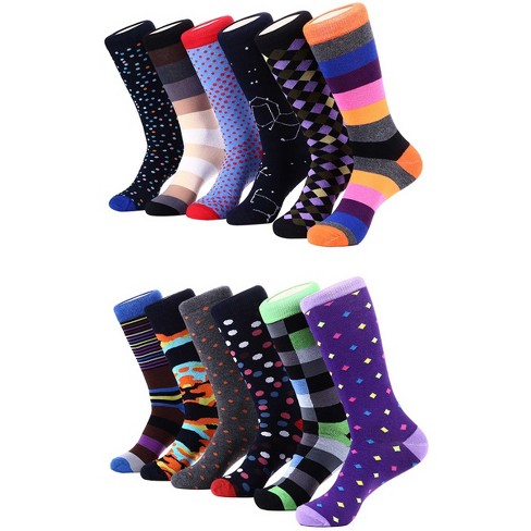 Men's Bold Designer Dress Socks 12 Pack - Fun Collection, Size: 9-11 ...