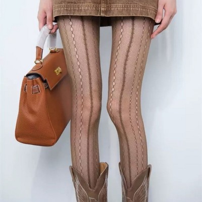Anna-Kaci Women's 2-Pack Sheer Patterned Hosiery with Stretch Fishnet Design and Vertical Stripe Detailing - image 3