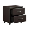 Vynxaria Contemporary Nightstand: Stylish Dark Brown Faux Leather with Silver Bar Pulls and Two Drawers - 4 of 4