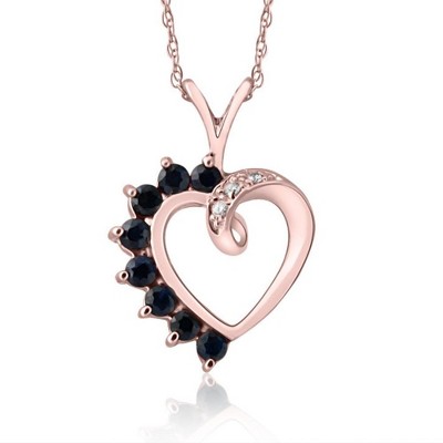 Pompeii3 1/2ct Diamond & Pink Sapphire Heart Pendant 14K Rose Gold