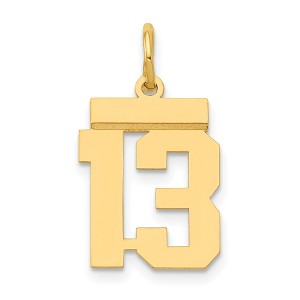Black Bow Jewelry 14k Yellow Gold, Athletic Collection, Small Polished Number 13 Pendant - 1 of 4