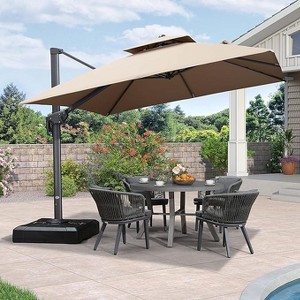 PURPLE LEAF 10ft Cantilever Outdoor Umbrella with Base Large Patio Hanging Double Top Square Offset Umbrella 360-degree Rotation - 1 of 4