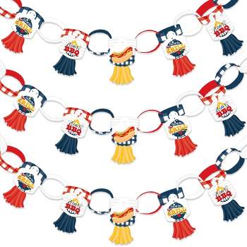 Big Dot of Happiness Fire Up the Grill - 90 Chain Links and 30 Paper Tassels Decoration Kit - Summer BBQ Picnic Party Paper Chains Garland - 21 feet