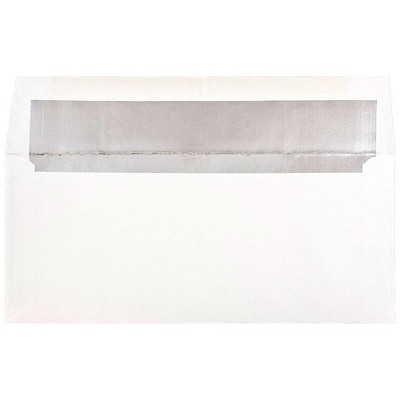 JAM Paper #10 Business Foil Lined Envelopes 4.125 x 9.5 White w/Silver Foil 95157