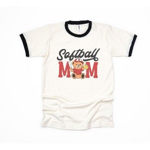 Simply Sage Market Women's Softball Mom Teddy Bear Short Sleeve Ringer Tee - 1 of 4