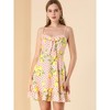 Allegra K Women's Floral Ruffle Bow Knot Lemon Spaghetti Strap Mini Sundress - 3 of 4