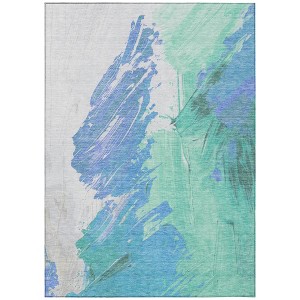 HomeRoots 5' X 8' Pale Aqua Mint Green And Ivory Abstract Washable Indoor Outdoor Area Rug - 1 of 4