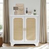 GlasFlength Kitchen Storage Accent Kitchen Cabinet Storage Cabinet Morden Sideboard Cabinet 2 Doors for Dining Room, White, 31.1"*14.96"*34.25" - 4 of 4