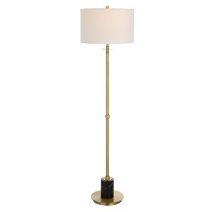 Uttermost Guard Floor Lamp – 65"H Iron with Antiqued Brass Finish and Black Marble Column with White Drum Shade - 1 of 4