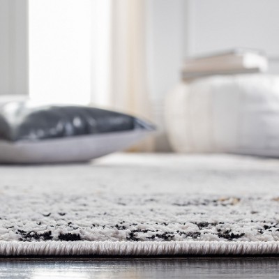 Amelia 6'7" Round Gray and Gold Hand-Knotted Synthetic Rug