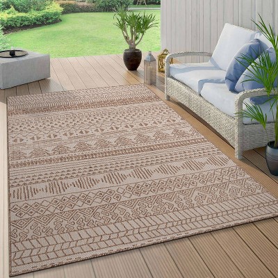 Brown Geometric Flat Woven Reversible 8' x 10' Indoor/Outdoor Rug