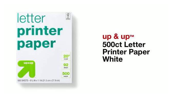 500ct Letter Printer Paper White - up &#38; up&#8482;, 2 of 7, play video