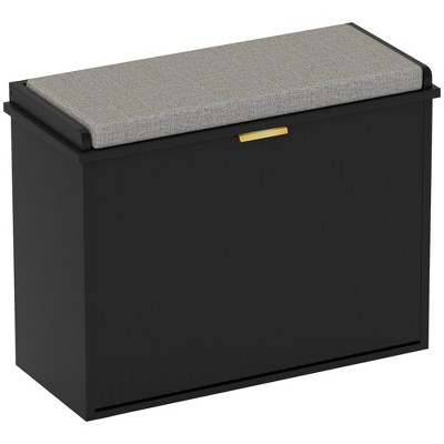HOMCOM Shoe Bench with Padded Seat Cushion and Flip-Drawer, Entryway Bench